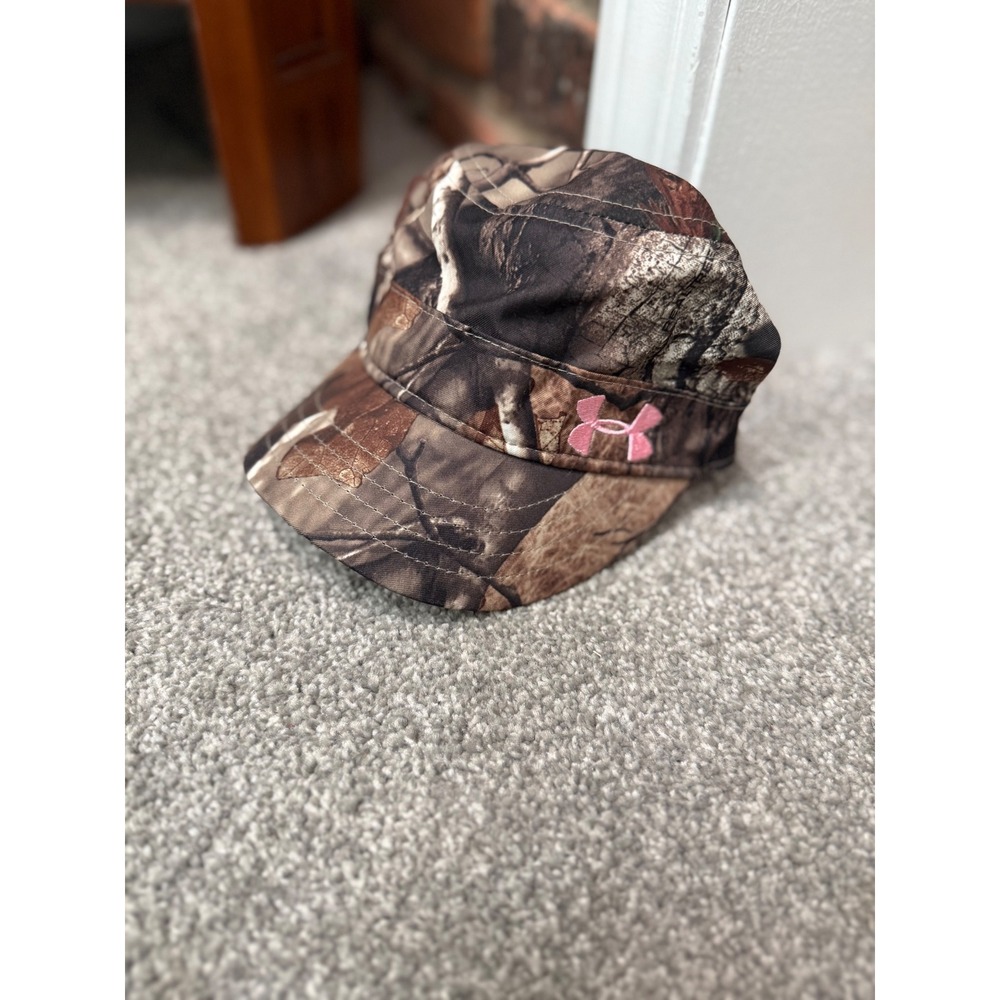 Under Armour Womens Camo Cadet Hat Pink Logo HeatGear OSFA Camouflage Cap